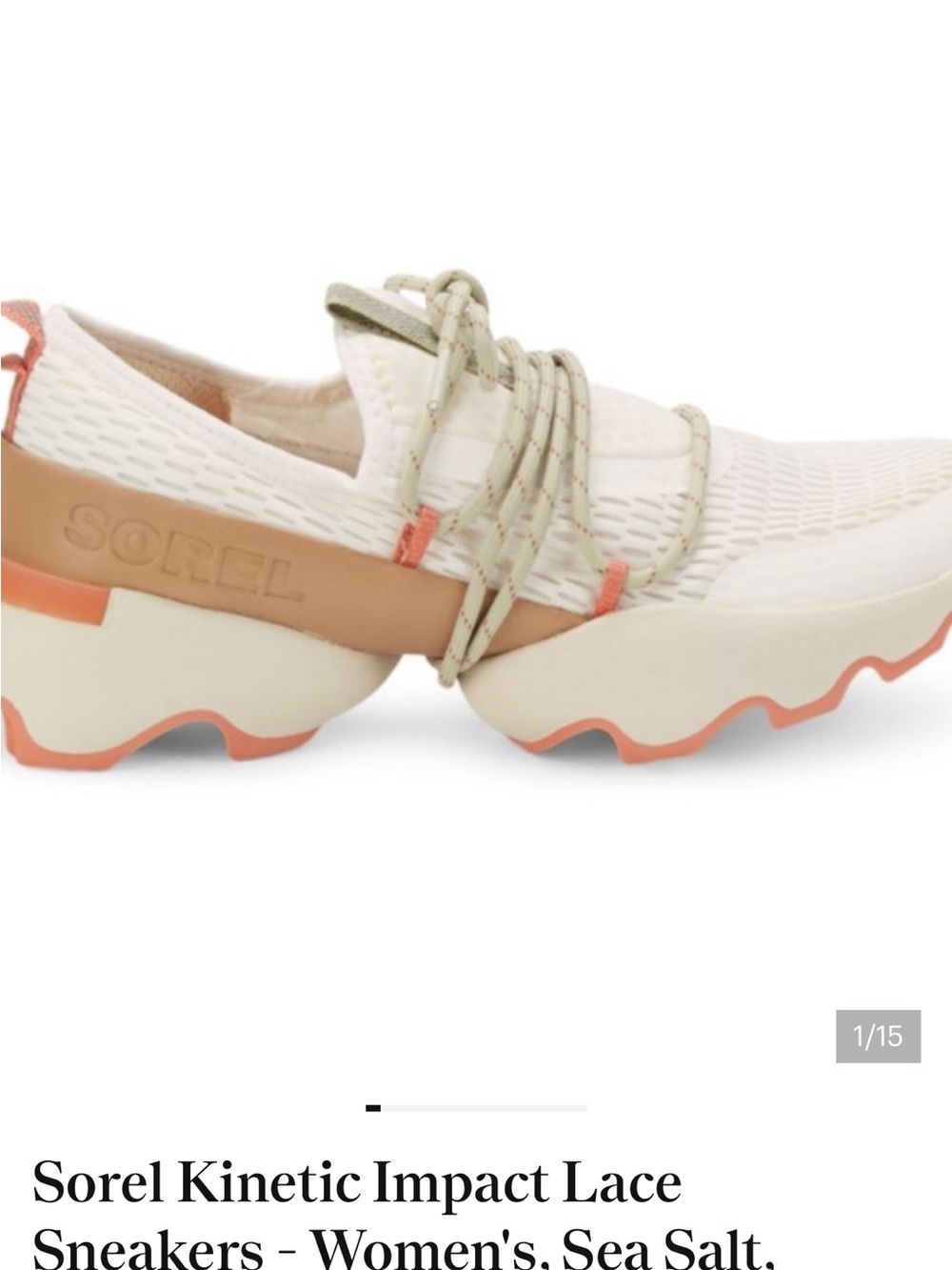 Sorel Kinetic Impact Lace Sneakers - Sea Salt with Coral Accents